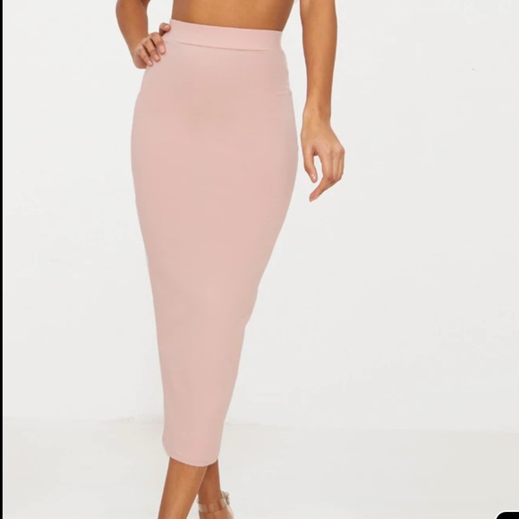 Rose Second Skin Bodycon Midaxi Skirt Pretty Little Thing - Picture 1 of 9